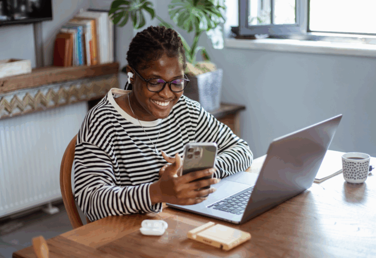 Woman with concussion working at computer